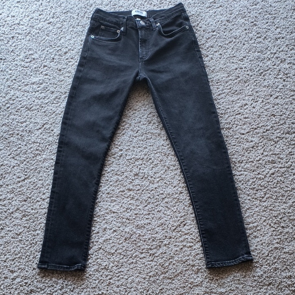 Agolde Toni Mid Rise Slim Fit Jeans, Black, Size 24